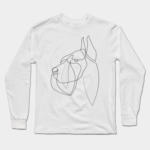 Giant Schnauzer - one line drawing Long Sleeve T-Shirt by addillum